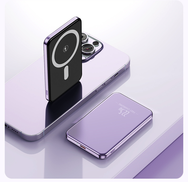 Ultra-Thin Magnetic Wireless Power Bank 10000mAh Magsafe Portable Charger For IPhone - Lightweight Aluminum Alloy, Mini Size, Perfect Gift_voghion.com