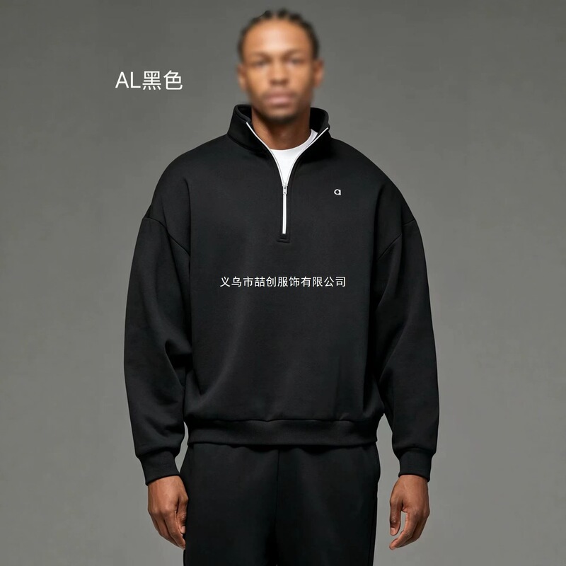 New American-Style Cross-Border 1/4 Zip Pullover Casual Sports Reflective Letter Sweatshirt for Men and Women in Stock New American-Style Cross-Border 1/4 Zip Pullover Casual Sports Reflective Letter Sweatshirt for Men and Women in Stock