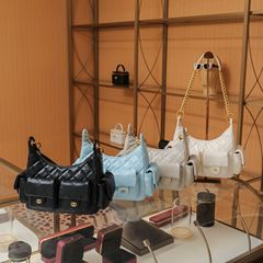 小香风经典款2025春夏新款菱格链条女包hobo腋下包通勤单肩托特包