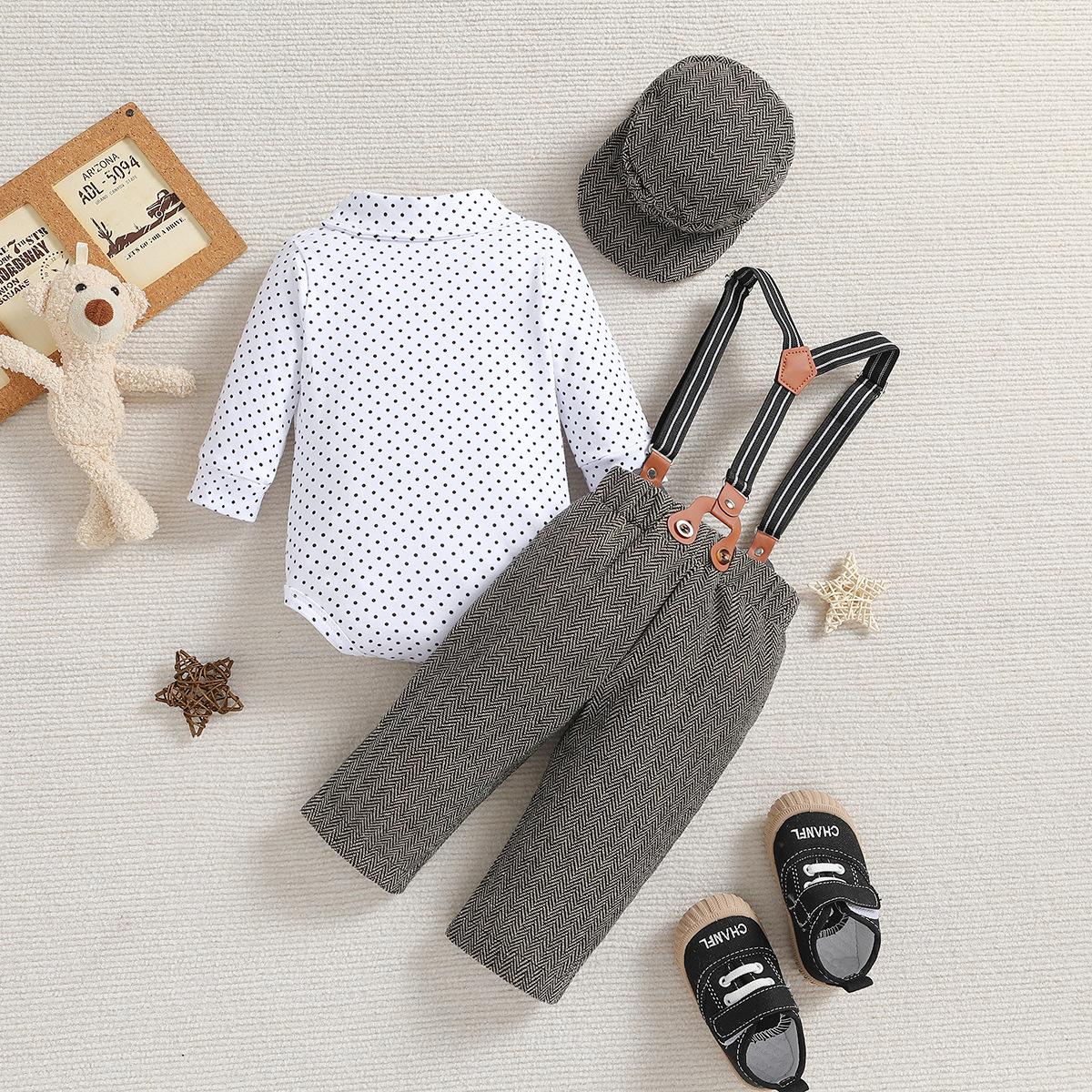 SAMGAMIBABY Set da uomo per bambini primaverili e autunnali, vestito per neonati di un anno, vestiti a maniche lunghe, pantaloni con cinturino, cappello_voghion.com