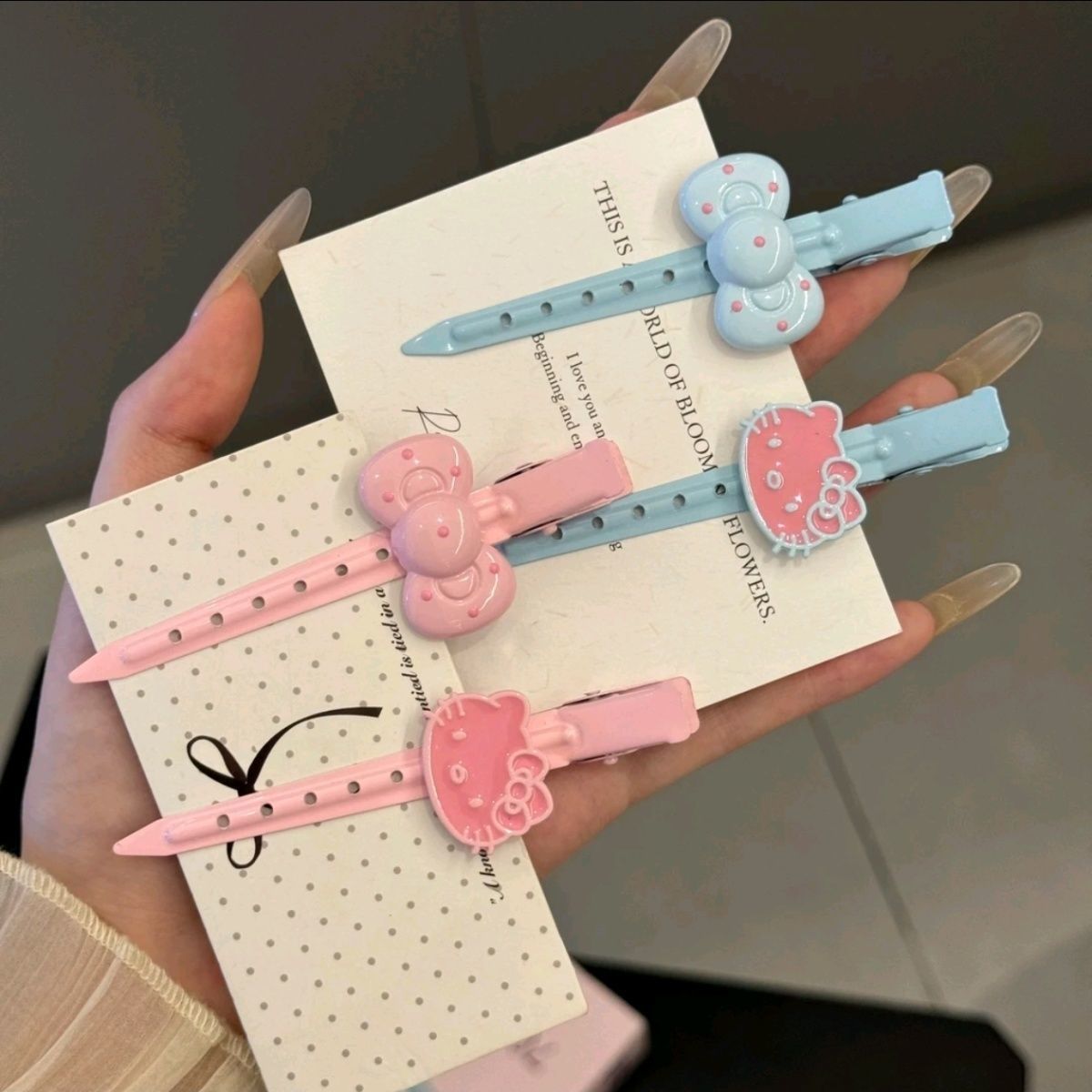 Pink Kt Cat Positioning Clip Cartoon Fluffy Clip Seamless One-Word Clip Bangs Clip Broken Hair Clip Side Clip Makeup Clip