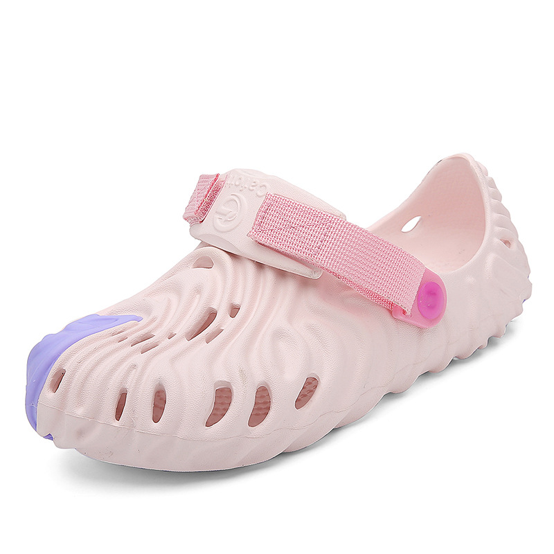 Huella digital agujero zapatos personalidad hombres 2023 verano casual al aire libre antideslizante plataforma sandalias pareja playa cerrada dedo del pie zapatillas