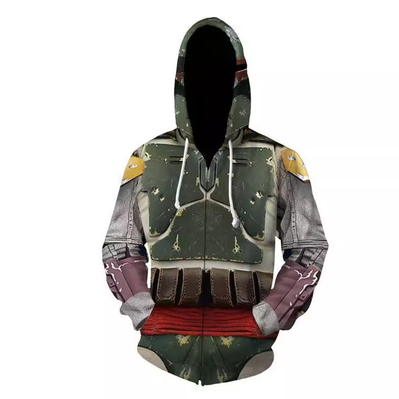 New Star Wars Mandalorian COSPLAY Anime Hooded Men's Cardigan Set 3D Print Sweatshirt