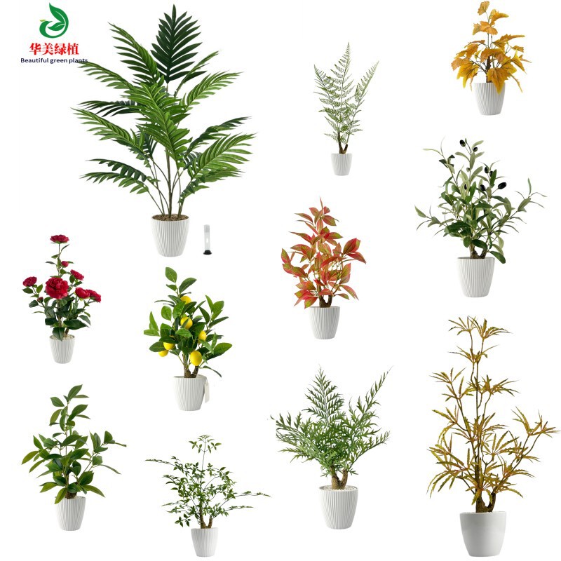 Simulated Lemon Leaf Potted Artificial Olive Leaf Loose-Tailed Sunflower Mini Leaf Home Desktop Ornaments Living Room Decoration Bonsai