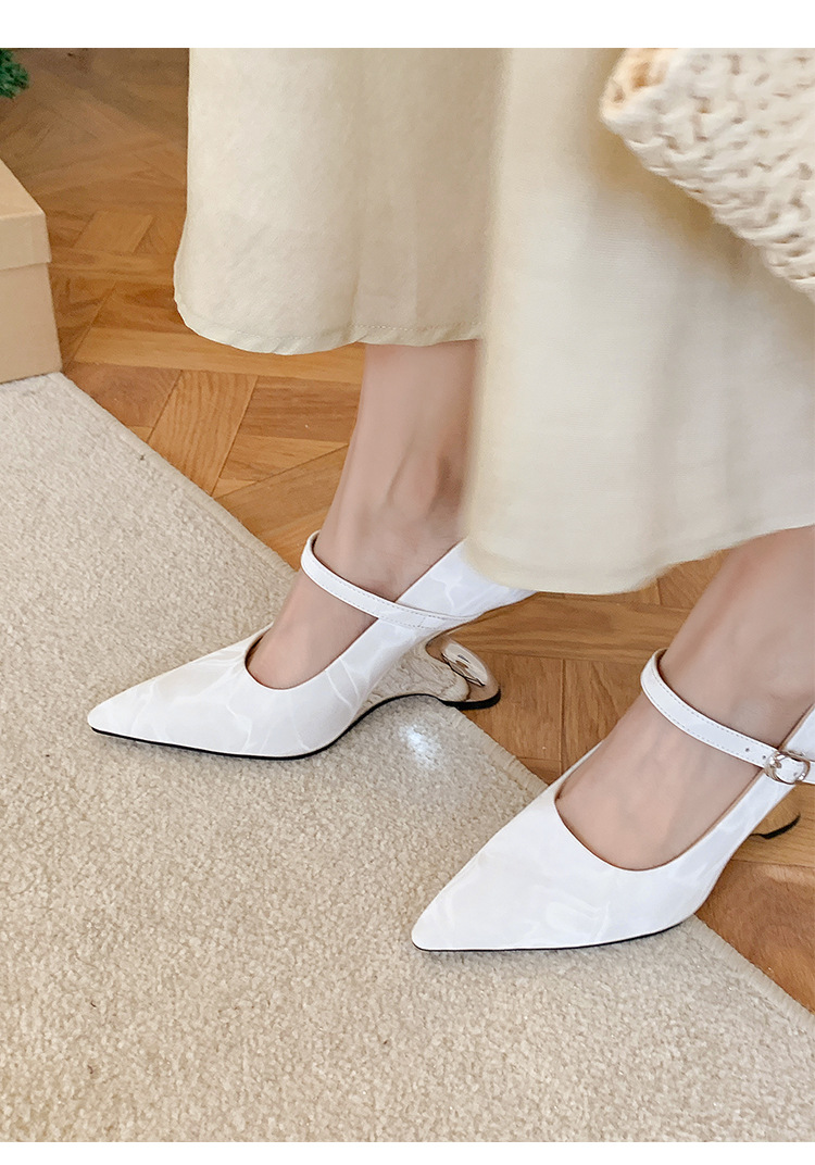 Giày cao gót nữ mũi nhọn quai ngang gót 8 cm kiểu dáng ấn tượng — màu đen chi tiết 15
