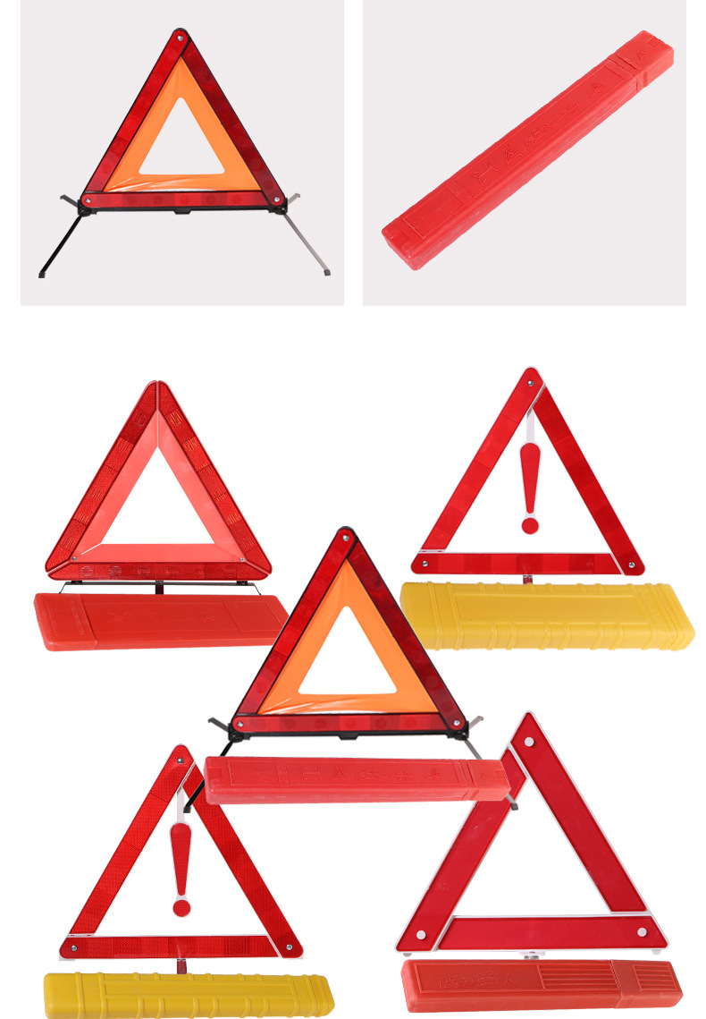 Triangular warning sign for vehicles, reflective stand for parking faults, vehicle inspection safety triangle sign
