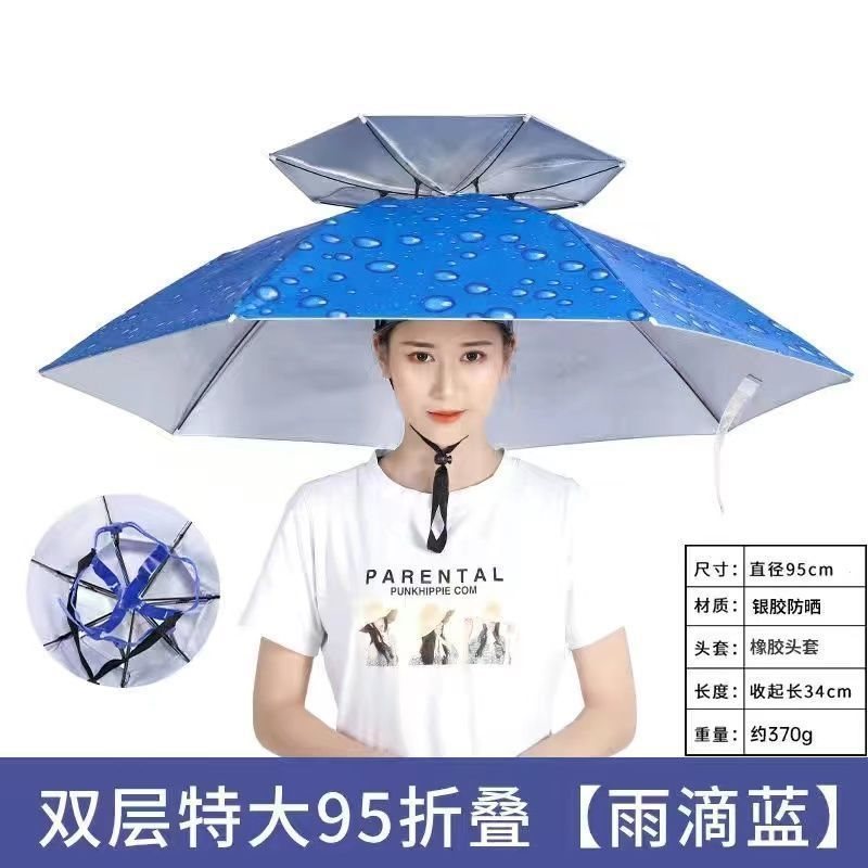ヘッドマウント釣り傘、屋外日焼け止め傘、新しいビニール折りたたみ傘、茶摘み漁具、麦わら帽子傘|undefined