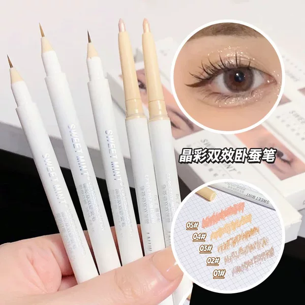 Sweet Mint Dual-Ended Multi-Purpose Eyeliner Pen for Women, Brightens the Eyelids and Outlines the Lower Lash Line, Two-In-One Fine Tip That Doesn'T Smudge