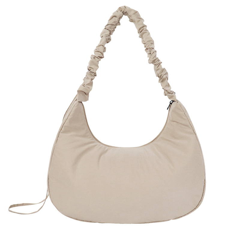 Custom 40D Nylon Pleated Crescent Bag, Faux Nylon Shoulder Bag, Yoga & Fitness Bag - Thumbnail 4
