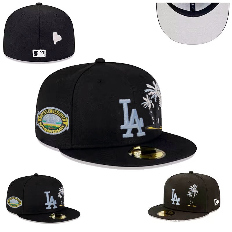 Nueva gorra de béisbol de LA con visera plana, gorra deportiva informal de estilo hip-hop cerrada, gorra de talla moderna de estilo coreano, gorra unisex bordada.