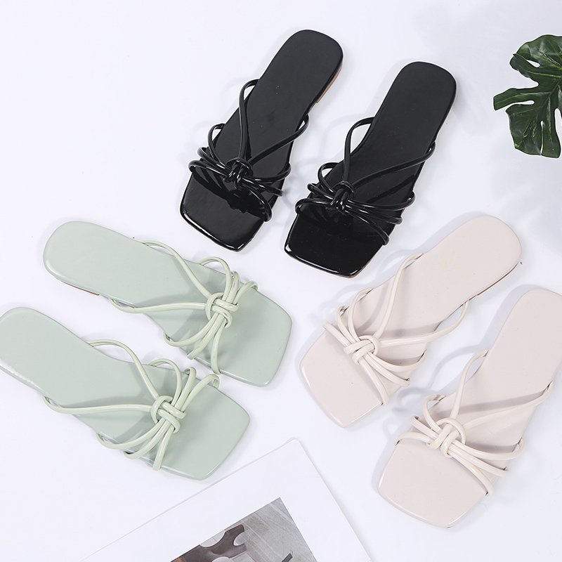 woven thin straps square head flat sandals wholesale women s clothing Nihaostyles NSJJX67787