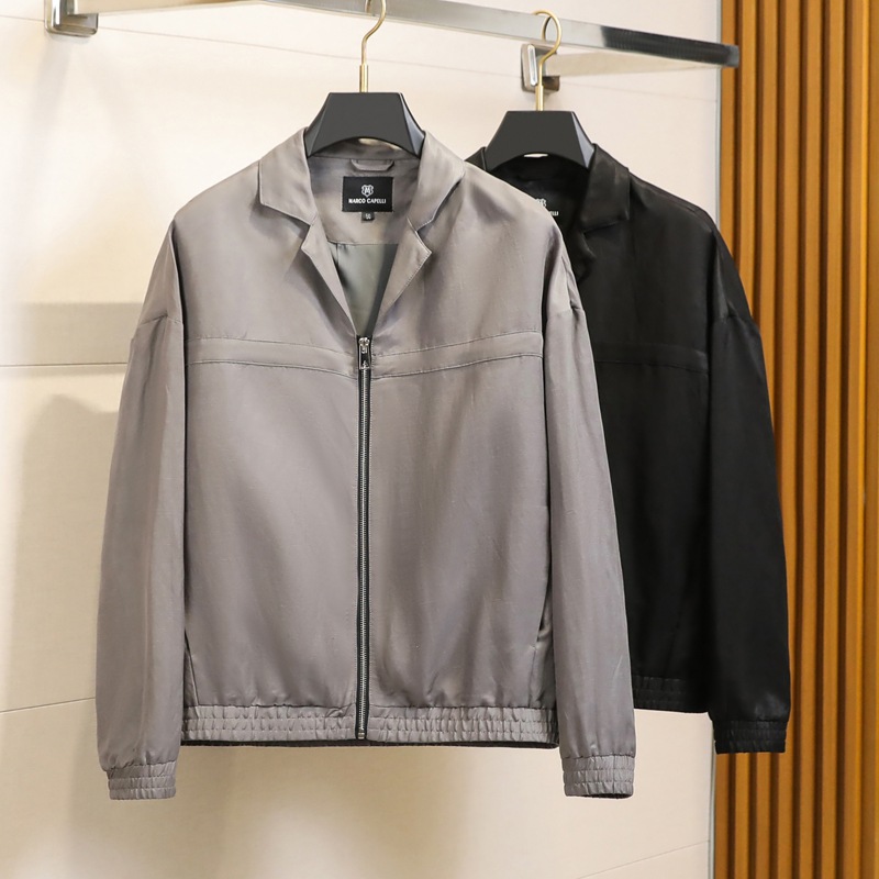 Old Money Style Cupro Linen Blend Spring/Summer Thin Men's Casual Suit Collar Jacket Jes533