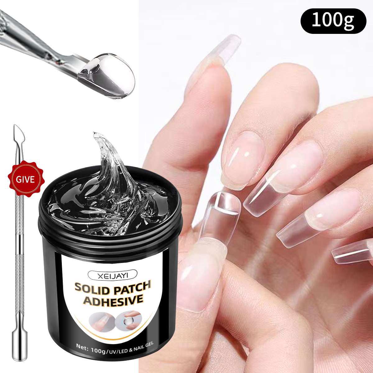 100g adhesivo de parche sólido nuevo tipo de fototerapia prolongado refuerzo de perforación adhesiva gel de uñas no daña la tienda de uñas image 7
