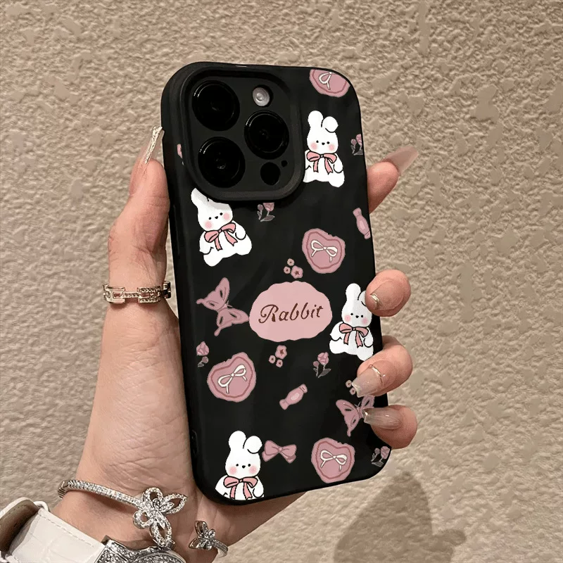 Apple, совместимый кролик с бабочкой, iPhone16, мультфильм кейс на телефон, 16promax, 8, 8plus