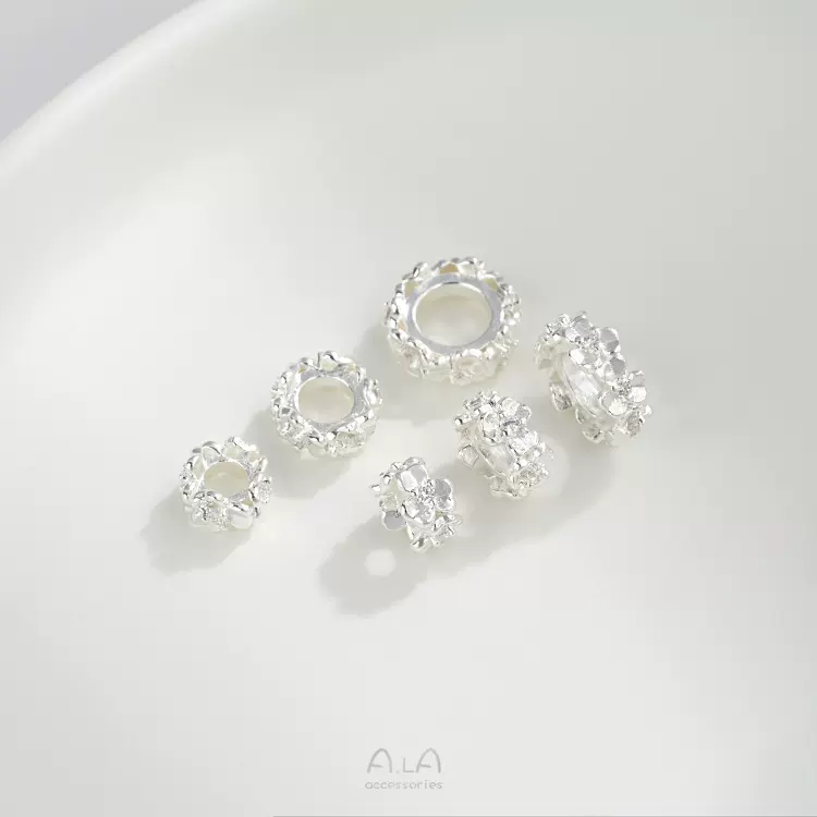 包厚银保色镶锆石花环隔珠圈珠托隔片手工串珠diy饰品配饰材料