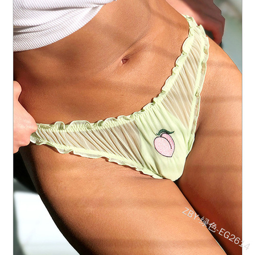 European and American sexy lace edge seamless low-rise transparent mesh women's triangle underwear