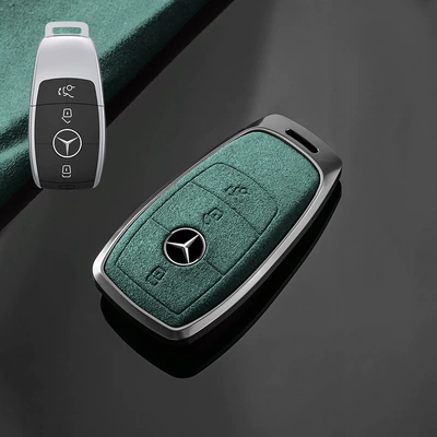 Car key bag cover gle350 c260l glb220 - no-specifications-mercedes-benz-b-tarnish-aluminum-alloy-dark-green-suede-single-shell
