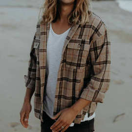 2026潮流男装秋冬新款 时尚欧美型男男士休闲宽松条纹格子衬衫