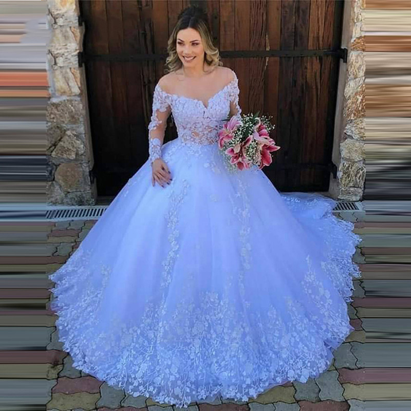 Cross-Border 2026 New European and American Style Evening Dress Long-Sleeved Solid Color See-Through Lace Bridal Wedding Dress Cross-Border 2026 New European and American Style Evening Dress Long-Sleeved Solid Color See-Through Lace Bridal Wedding Dress