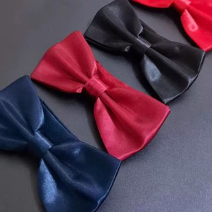 Men's double-layer solid color groom's wedding bow tie and groomsmen's burgundy wedding bow suit shirt dress black