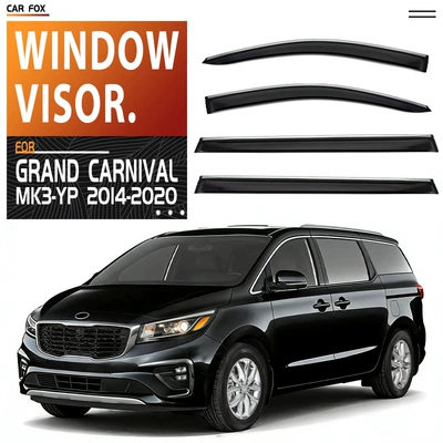 Suitable for Kia Grand Carnival Window Visor Window Rain and Sunshade (Rain shield) - standard-packaging-without-logo-grand-carnival-mk3-yp-2014-2020-plexiglas-with-bright-strips-rain-shield