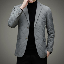 2023新款轻薄西装羽绒服男短款商务休闲西服外套中年爸爸装