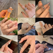 蝴蝶开口戒指女森系韩版简约ins小众设计个性网红时尚可调节指环