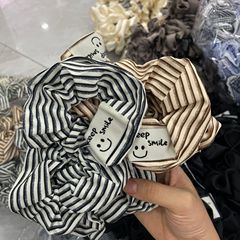 韩风格子笑脸森系大肠发圈花边高马尾皮筋时尚淑女发饰大肠发圈