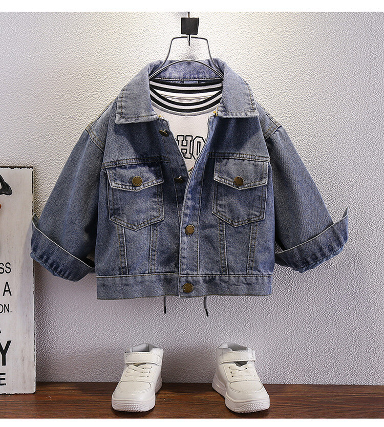 Cappello da orsacchiotto con schiena da bambino in corda 2024 Primavera e autunno Nuovo giubbotto in denim per bambini_voghion.com