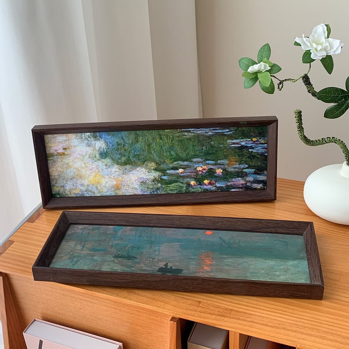 梵高莫奈复古油画风摆件相框画卧室客厅餐厅玄关软装装饰挂画礼物