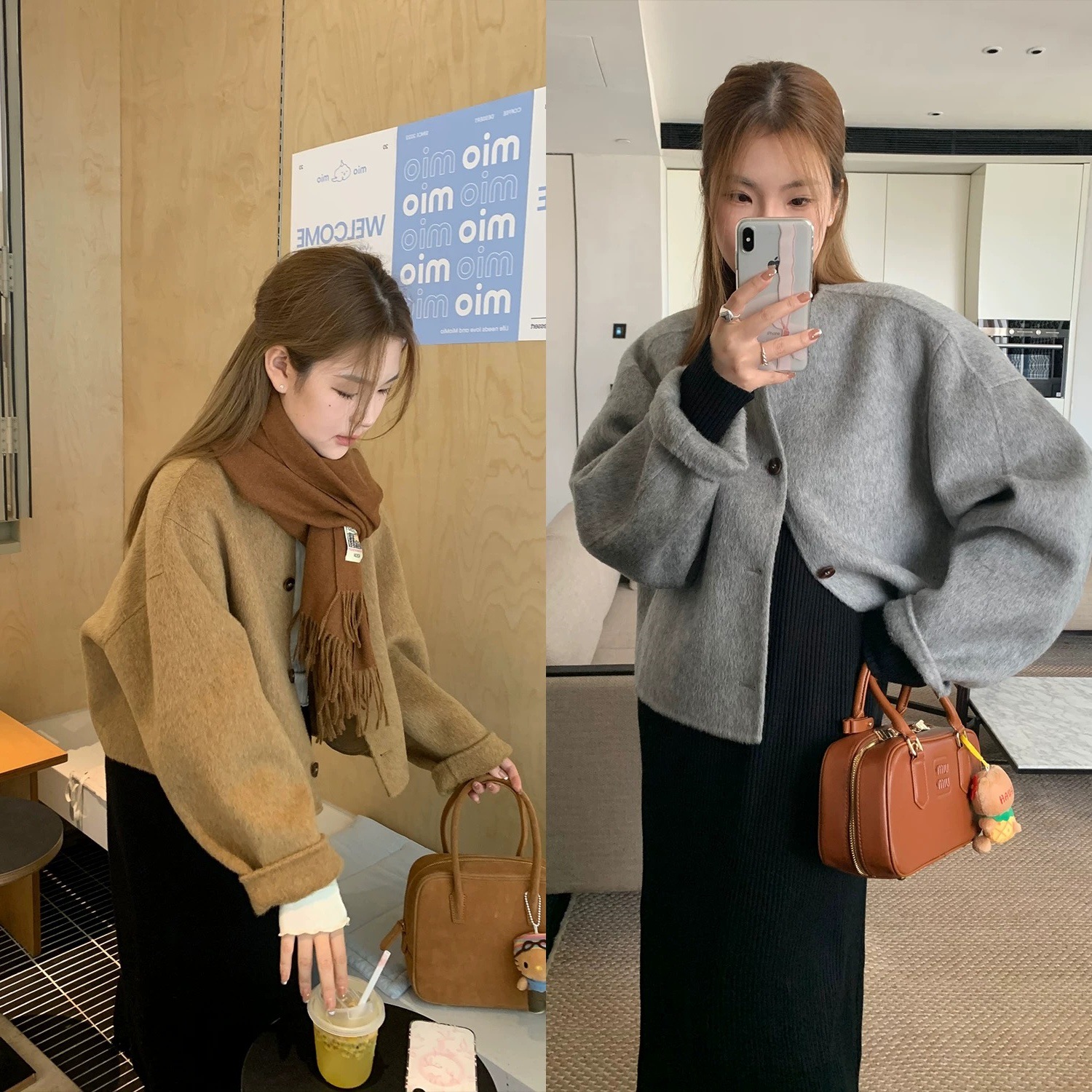 【鎏金气质】圆领短款双面呢大衣2025秋冬韩版简约廓形羊毛外套