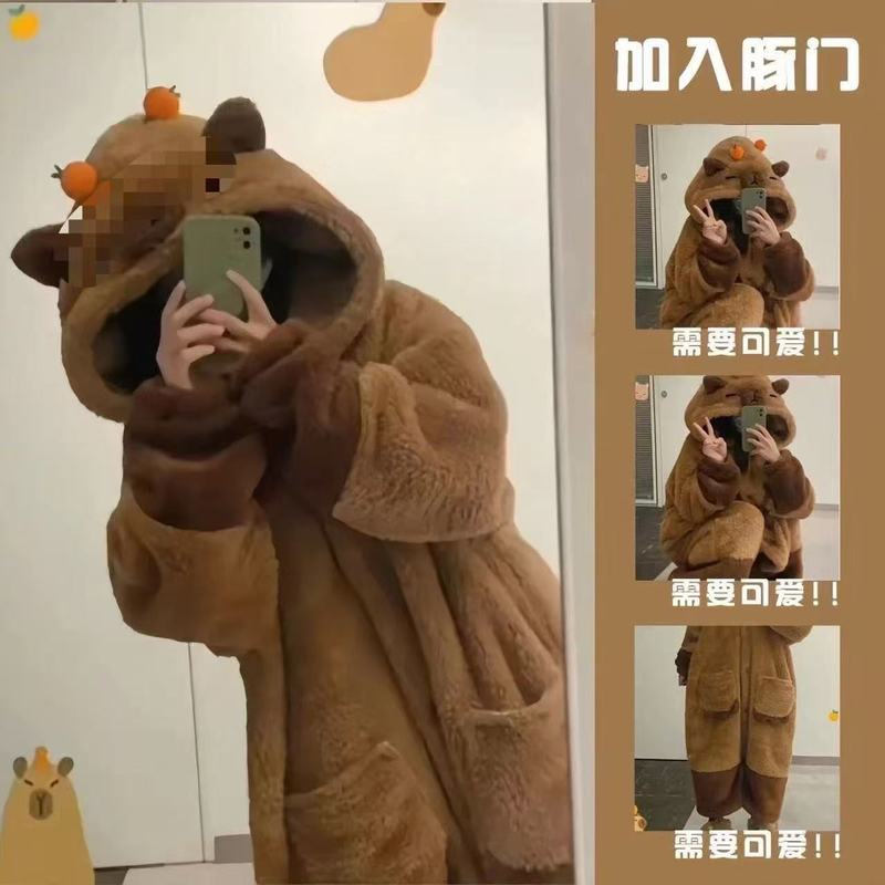2025年秋冬新作 Jiyikawa コーラルベルベット厚みのあるパジャマ カップルホーム服は屋外でも着用可能 混合バッチ|undefined