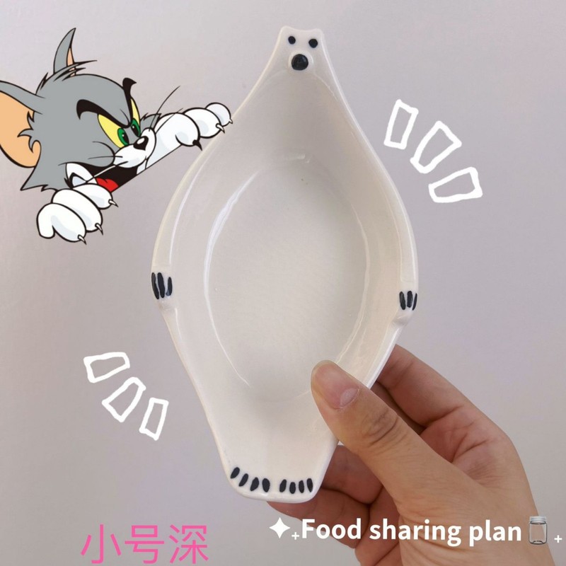 日本のシロクマセラミックボウルかわいいデザート寿司プレート見栄えの良いシロクマヌードルボウルフルーツサラダボウル|undefined