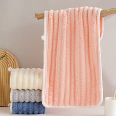 毛巾椰椰條珊瑚絨抽條毛巾日用百貨吸水家用面巾那女情侶速干毛巾