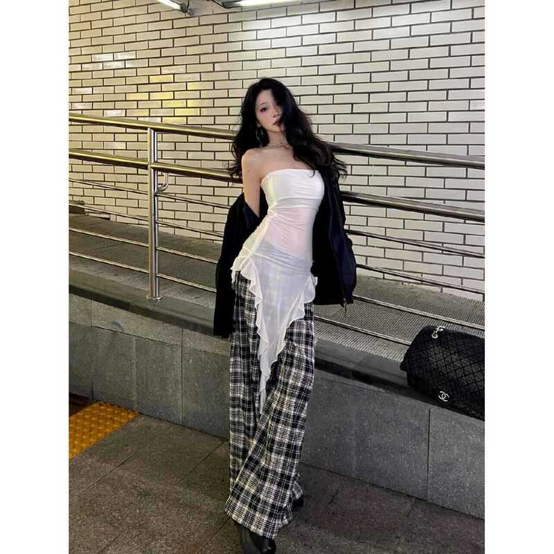 2025 Thai New Style Clear Sweetheart Irregular Ruffled Micro-penetration Tube Top Hot Girls Tube Top Women Ins