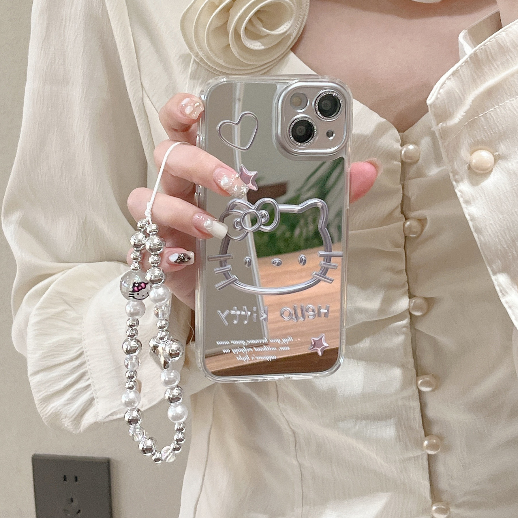 Glitter Mirror 3D English Star Kt Cat Iphone17 Apple 16 Compatible 13/14Pro Max Phone Case 15