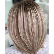 T 64306 Mixed Color Brown Gold Air Bangs Bob Wig ��ɫ�ؽ�