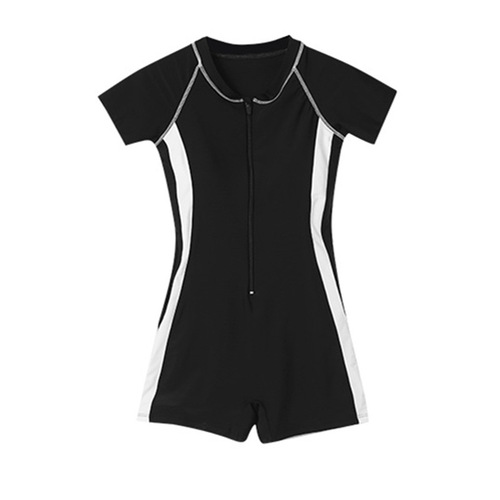 One-piece swimsuit for women, conservative square angle, belly-covering, slimming, sexy and sporty, Korean style professional swimsuit, short-sleeved hot spring