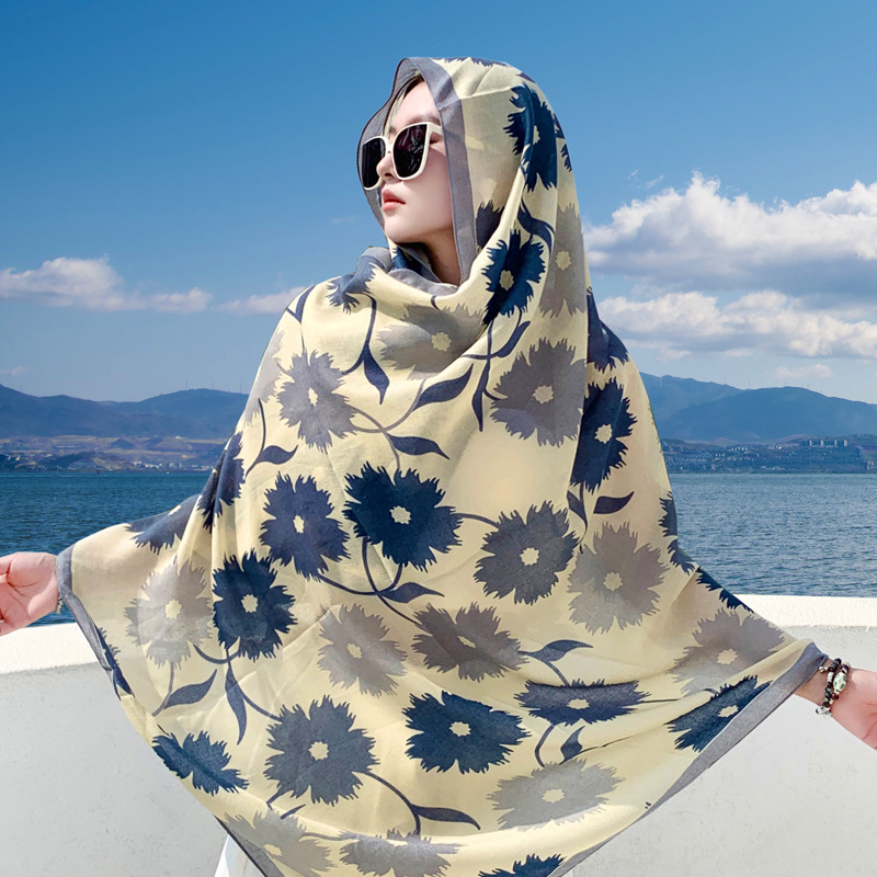 三亚防晒披肩民族风沙滩巾女尼泊尔旅游围巾海边两用夏季丝巾空调