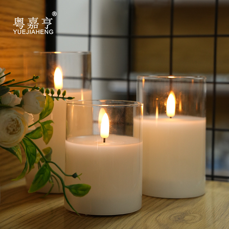 Llama de bala 3D LED de control remoto vela electrónica lámpara de vidrio de parafina atmósfera diseño accesorios adornos calor transfronterizo