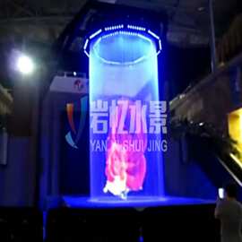 源头工厂观景水帘墙不锈钢材质圆形水帘投影水幕图案文字任意变换