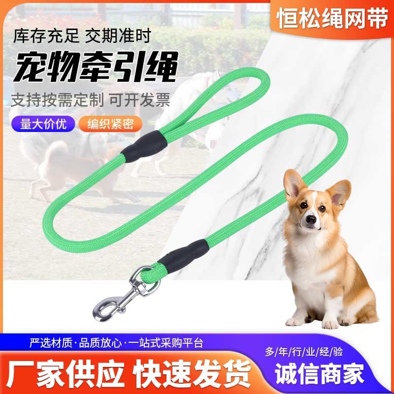 ペットリード太くて耐久性のあるナイロン丸ロープ夜間反射蛍光グリーン犬リードペット用品|undefined