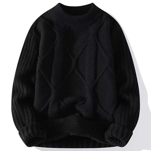 Soft and Chewy Men's Autumn/Winter Trend Brand twisted yarn sweater round neck warm inner wear for adolescents loose knit sweater for men
