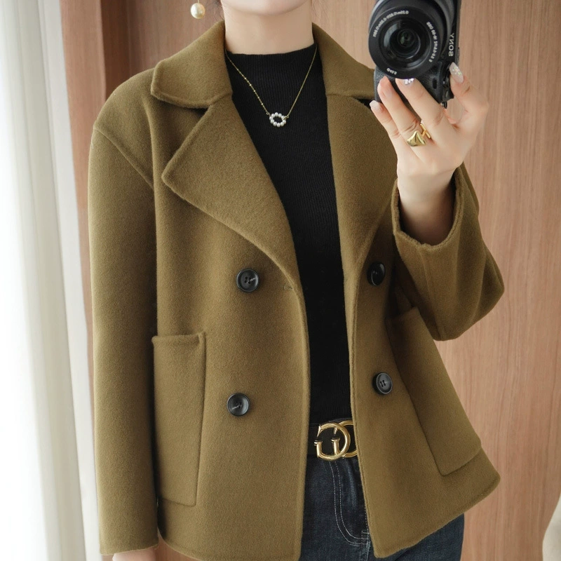 Double-sided woolen short suit, jacket, woolen coat