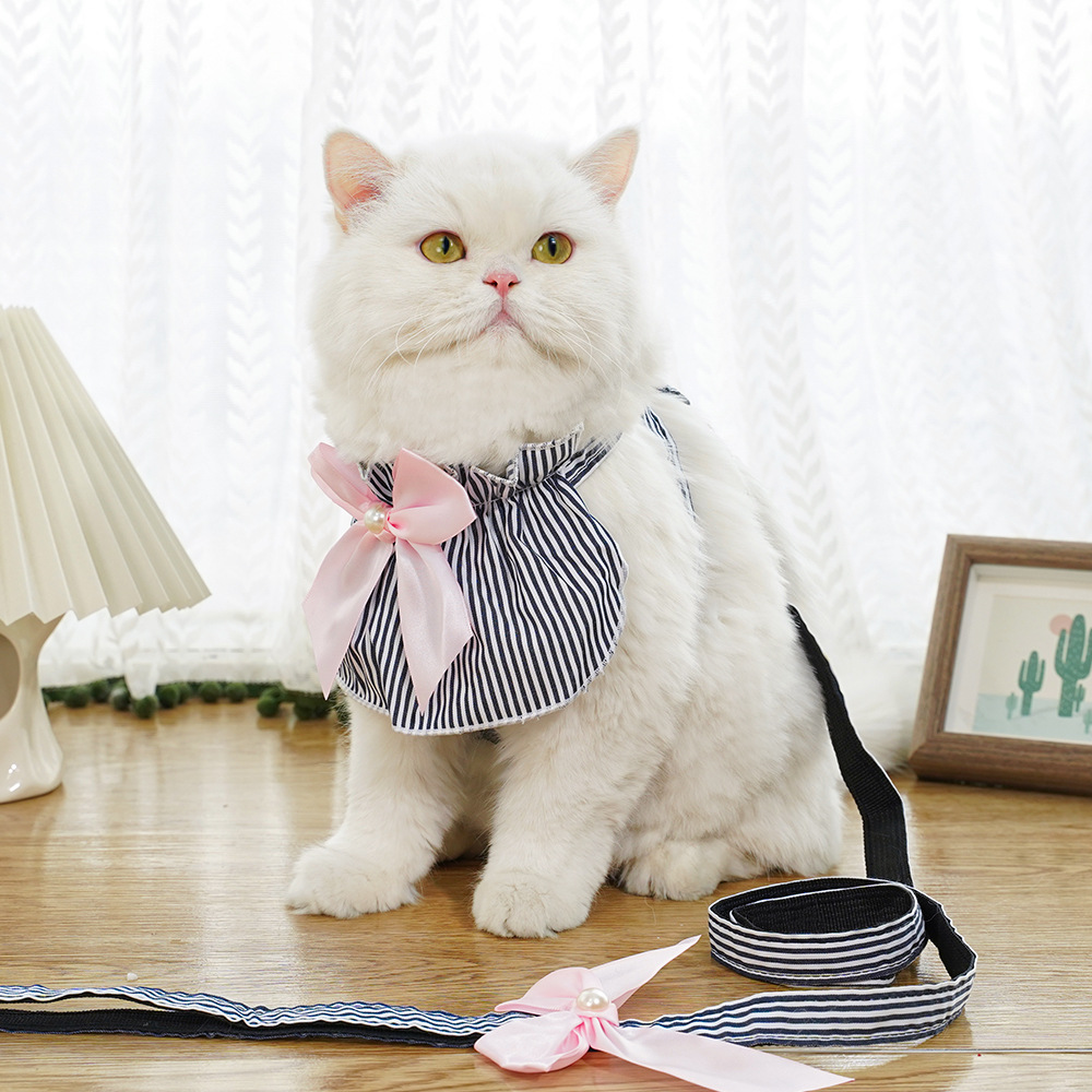Collar de perro y gato a rayas azules estilo correa para exteriores arnés ropa para perros y gatos suministros para mascotas al por mayor