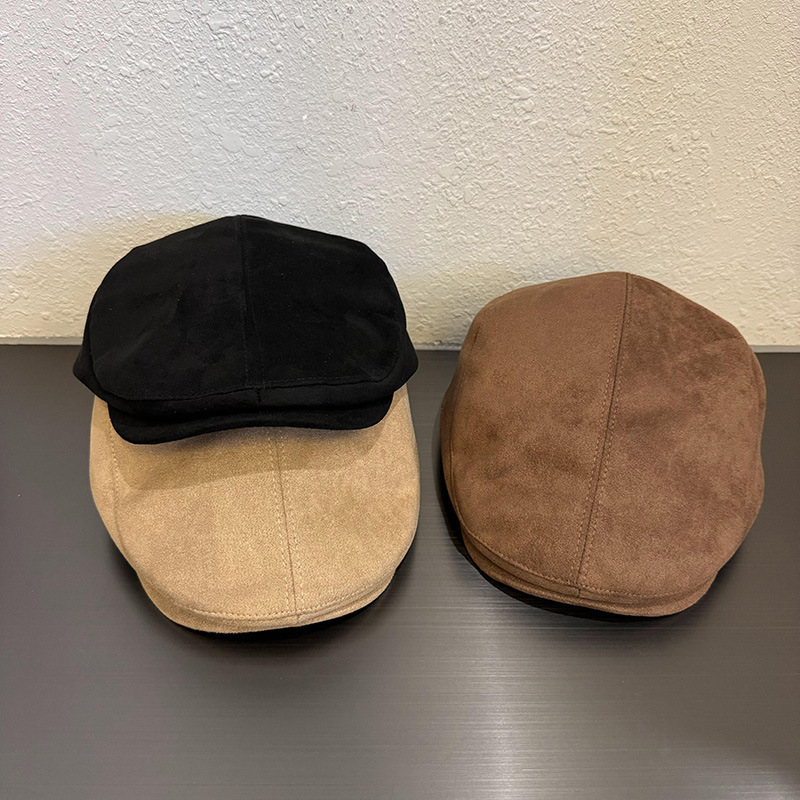 Solid Color Simple Suede Forward Hat Women's Autumn and Winter Casual All-match Face Shining Small Japanese Style Retro Duckbill Hat Solid Color Simple Suede Forward Hat Women's Autumn and Winter Casual All-match Face Shining Small Japanese Style Retro Duckbill Hat