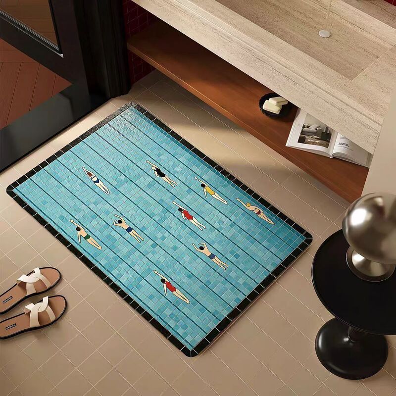 Cartoon bathroom floor mat, diatomite absorbent quick-dry mat, non-slip foot mat for bathroom entrance, wear-resistant toilet foot mat