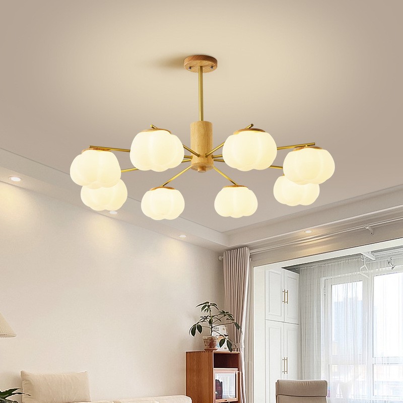 Luz de comedor LED moderna y minimalista de madera larga atmósfera de viento crema lámpara de sala de estar de madera sólida japonesa lámpara de bar