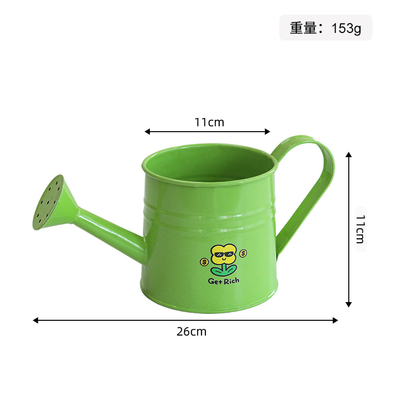 Large iron watering bottle-green (yellow flower sticker)
