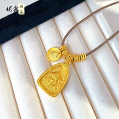 新中式古法沙金三角黄财神diy盘缠吊坠国潮毛衣链金刚杵盘缠配件